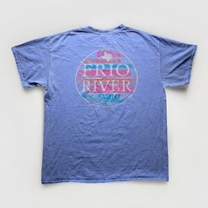 Frio River Texas USA Shirt Mens L Blue Garment Dyed Outdoors Souvenir Graphic